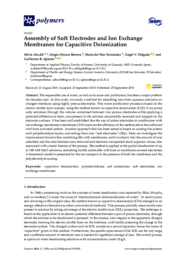 (PDF) Assembly of Soft Electrodes and Ion Exchange Membranes for ...