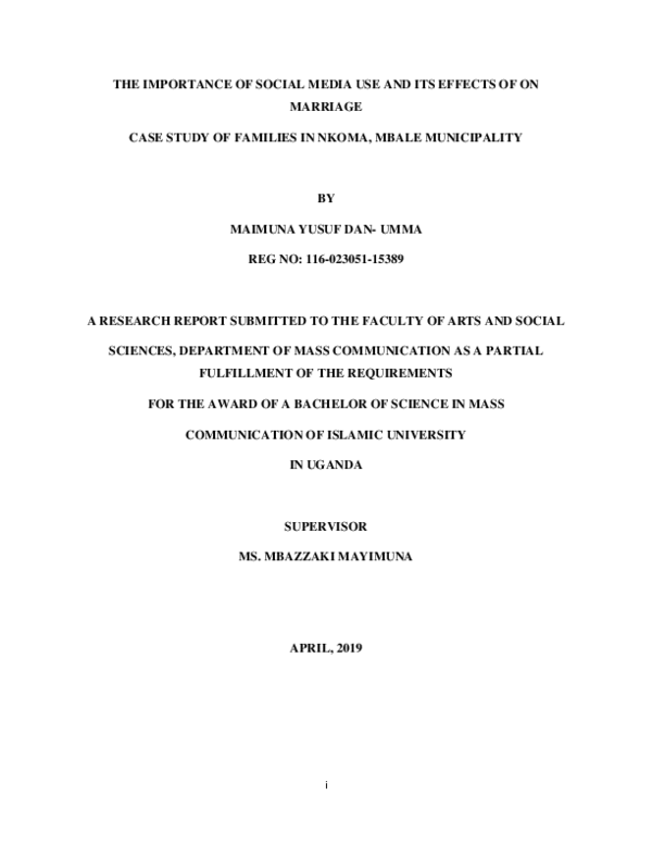(PDF) THE IMPORTANCE SOCIAL MEDIA USE AND ITS EFFECTS OF ON MARRIAGE