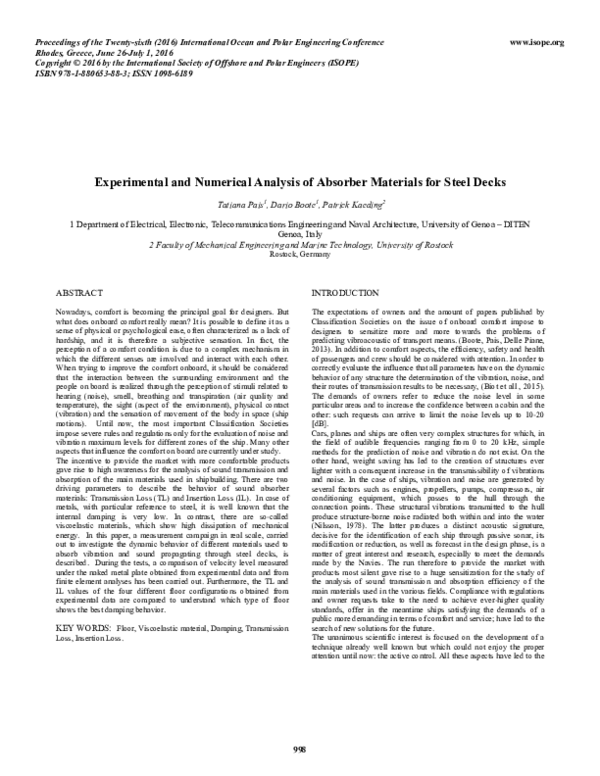 (PDF) Experimental and Numerical Analysis of Absorber Materials for ...