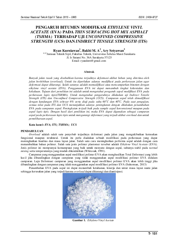 (PDF) Pengaruh Bitumen Modifikasi Ethylene Vinyl Acetate (EVA) pada ...