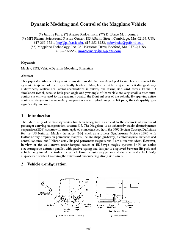 (PDF) Dynamic Modeling and Control of the Magplane Vehicle