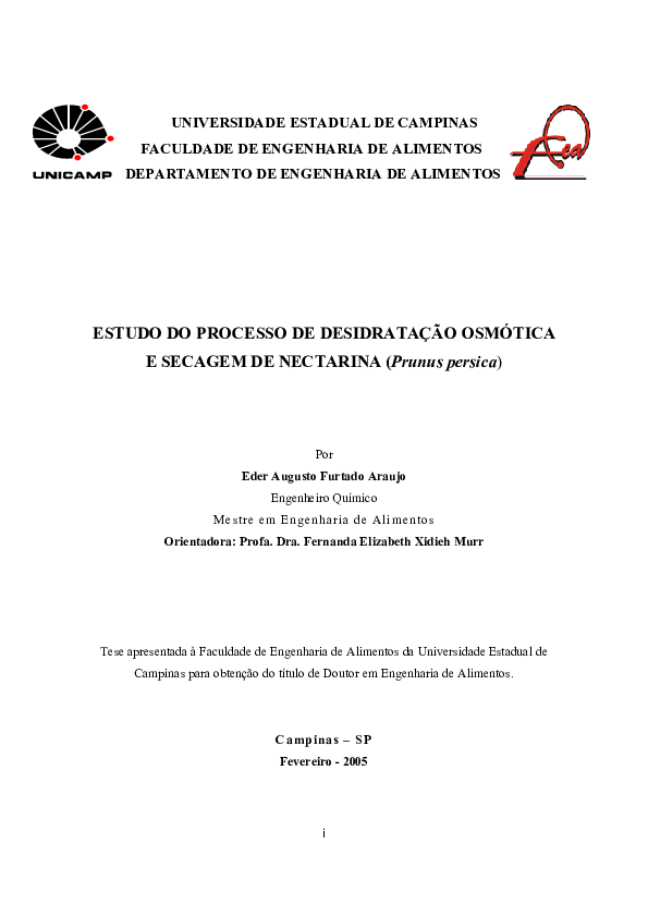 (PDF) Estudo do processo de desidratação osmotica e secagem de ...