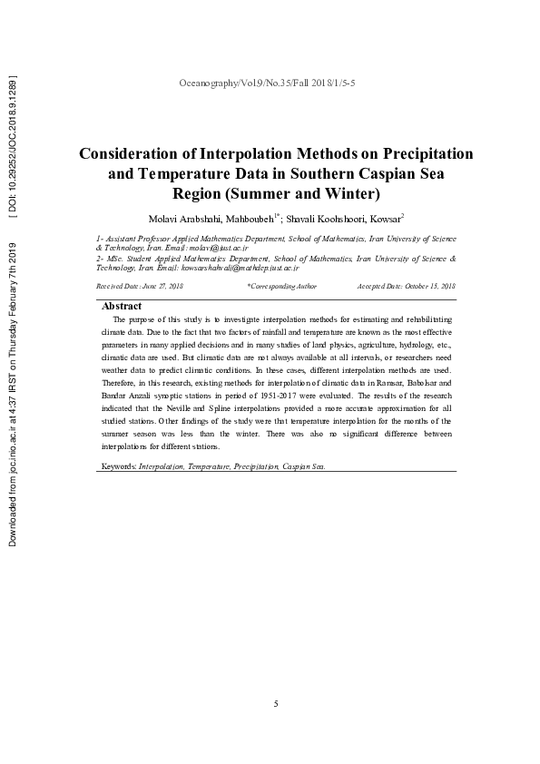 (PDF) Consideration of Interpolation Methods on Precipitation and ...
