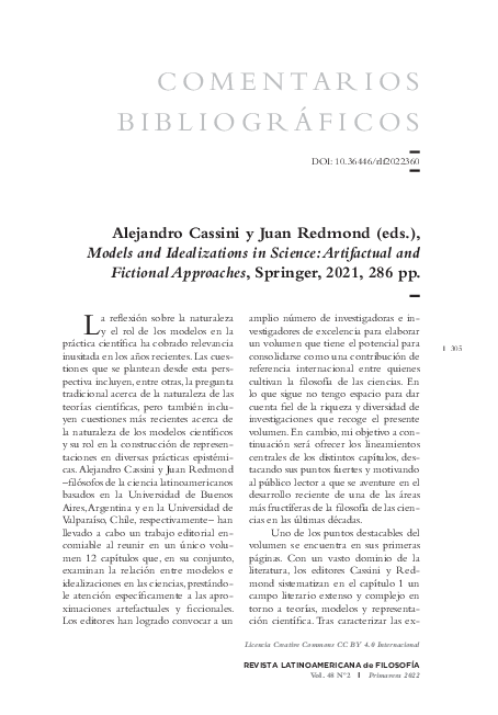 (PDF) A. Cassini y J. Redmond (eds.), Models and Idealizations in ...