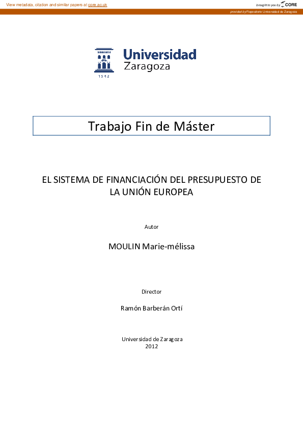 (PDF) El sistema de financiación del presupuesto de la Unión Europea