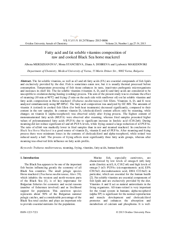 (PDF) Fatty acid and fat soluble vitamins composition of raw and cooked ...