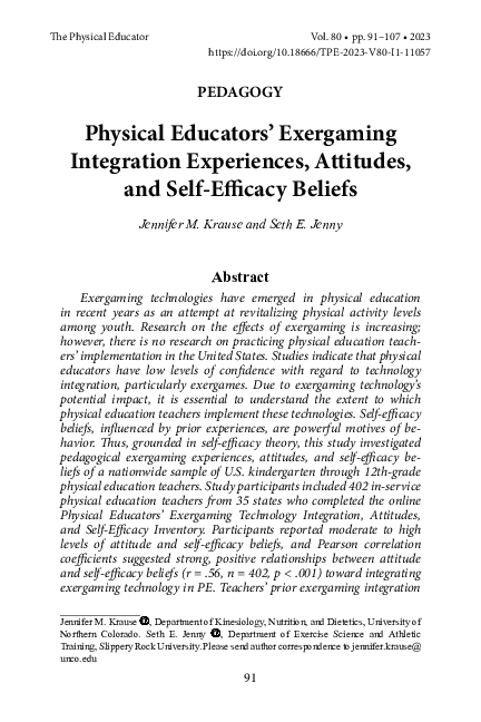 (PDF) Physical Educators' Exergaming Integration Experiences, Attitudes ...