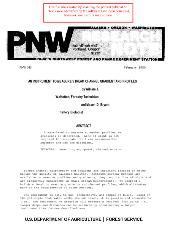 (PDF) An instrument to measure stream channel gradient and profiles
