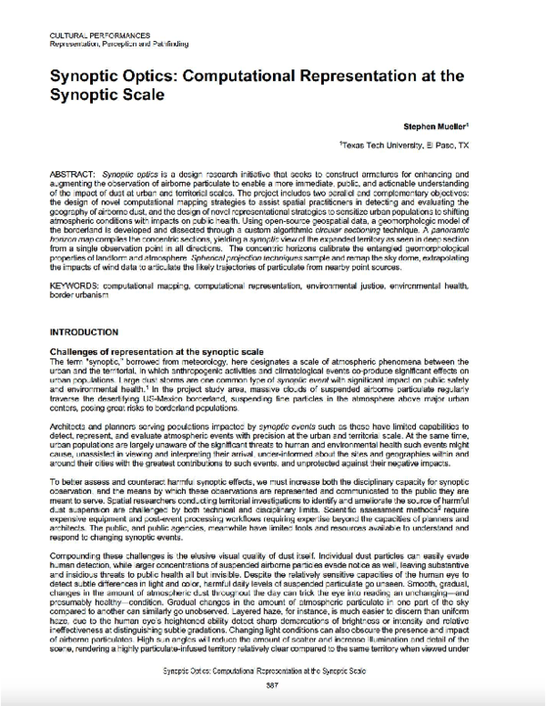 (PDF) Synoptic Optics: Computational Representation at the Synoptic Scale