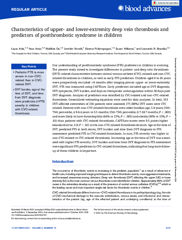 (PDF) Characteristics of Upper and Lower Extremity Deep Vein Thrombosis ...