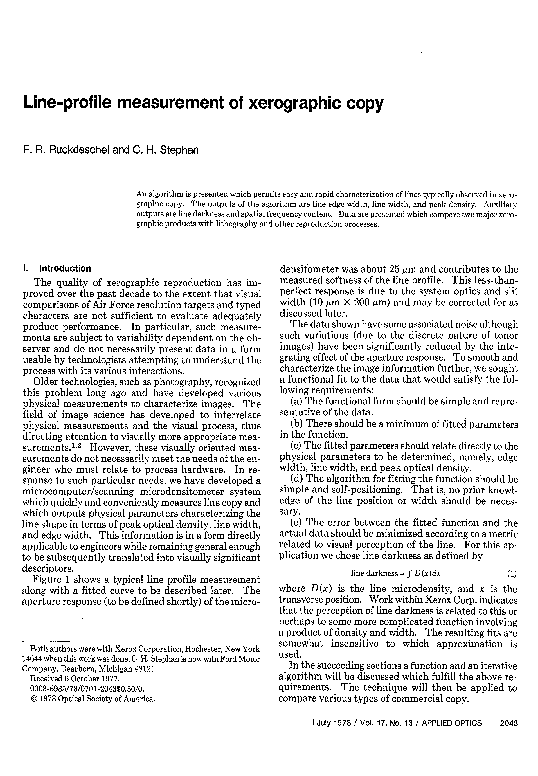 (PDF) Lineprofile measurement of xerographic copy Craig Stephan
