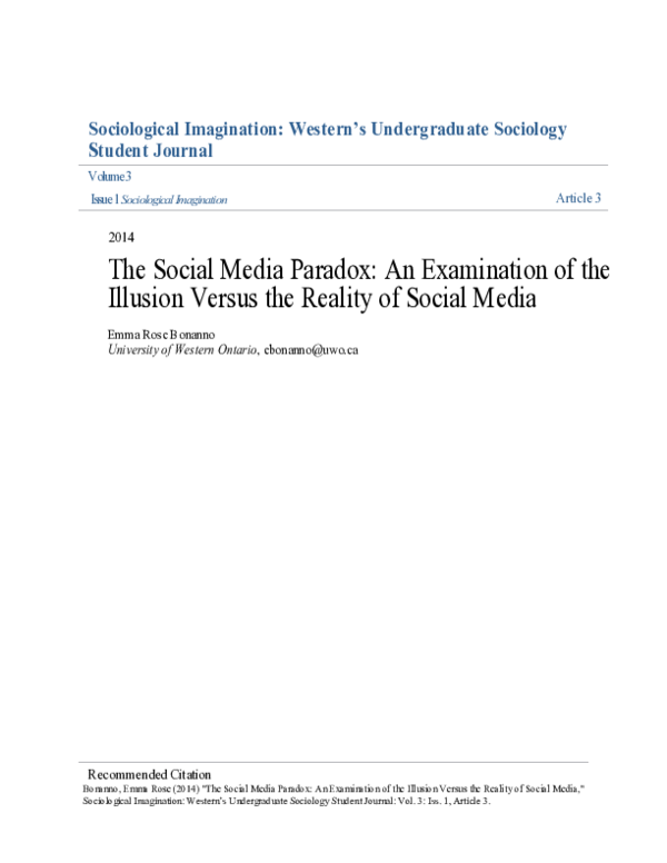 (PDF) The Social Media Paradox An Examination of the Illusion