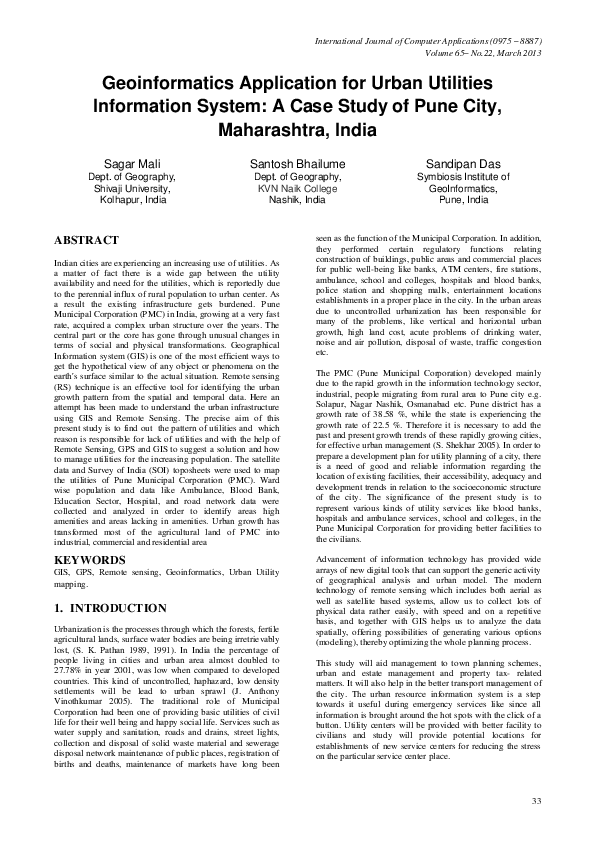(PDF) Geoinformatics Application for Urban Utilities Information System ...