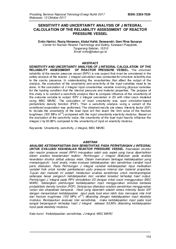 (PDF) Sensitivity and Uncertainty Analysis of J Integral Calculation of ...