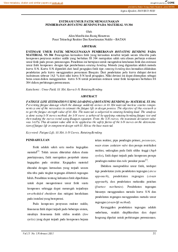 (PDF) Estimasi Umur Fatik Menggunakan Pembebanan Rotating Bending Pada ...