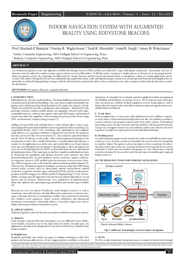(PDF) INDOOR NAVIGATION SYSTEM WITH AUGMENTED
