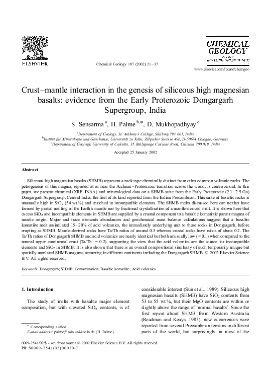 (PDF) Crust–mantle interaction in the genesis of siliceous high ...