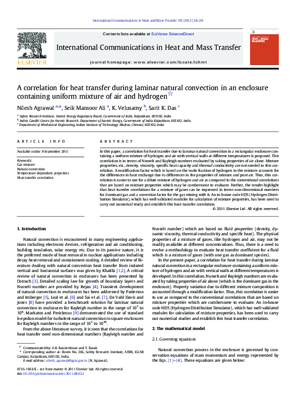 (PDF) A correlation for heat transfer during laminar natural convection ...
