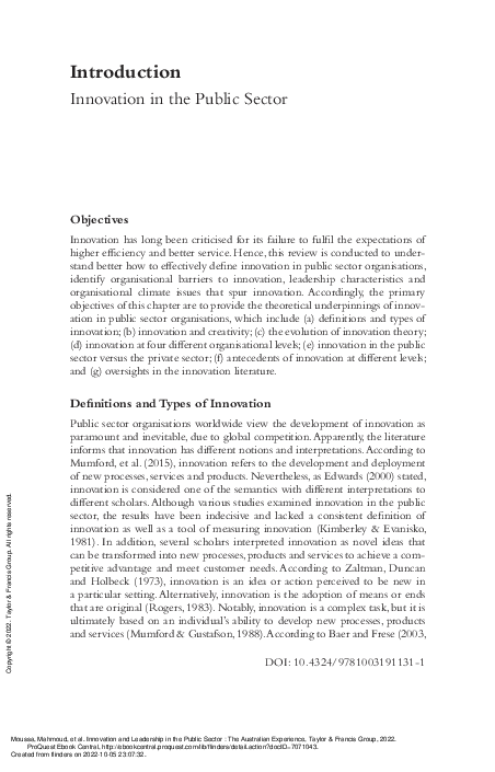 (PDF) Innovation in the Public Sector