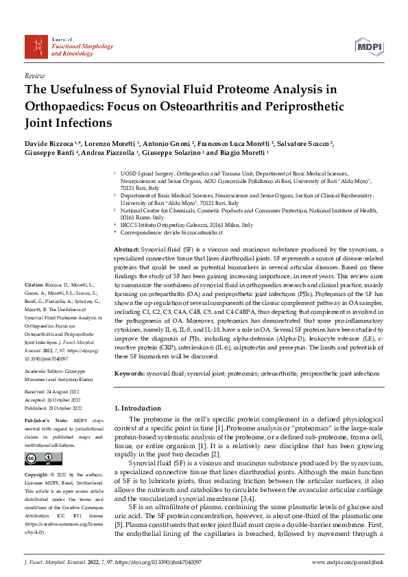 (PDF) The Usefulness of Synovial Fluid Proteome Analysis in ...