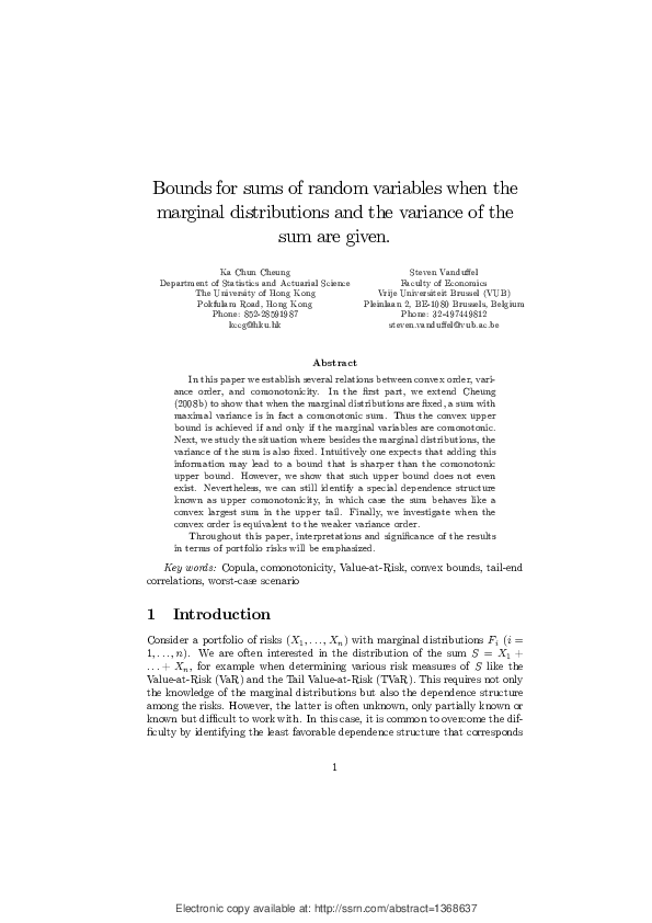  pdf bounds for sums of random variables when the marginal