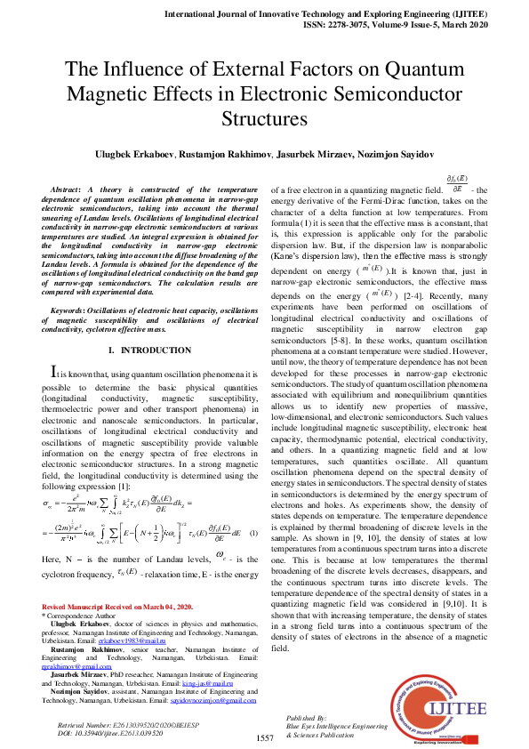 (PDF) The Influence of External Factors on Quantum Magnetic Effects in ...