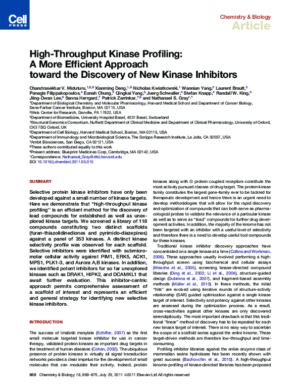 (PDF) High-Throughput Kinase Profiling: A More Efficient Approach ...