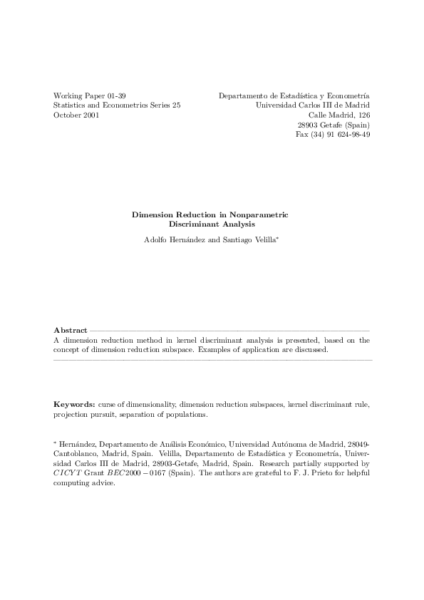 (PDF) Dimension Reduction In Nonparametric Discriminant Analysis