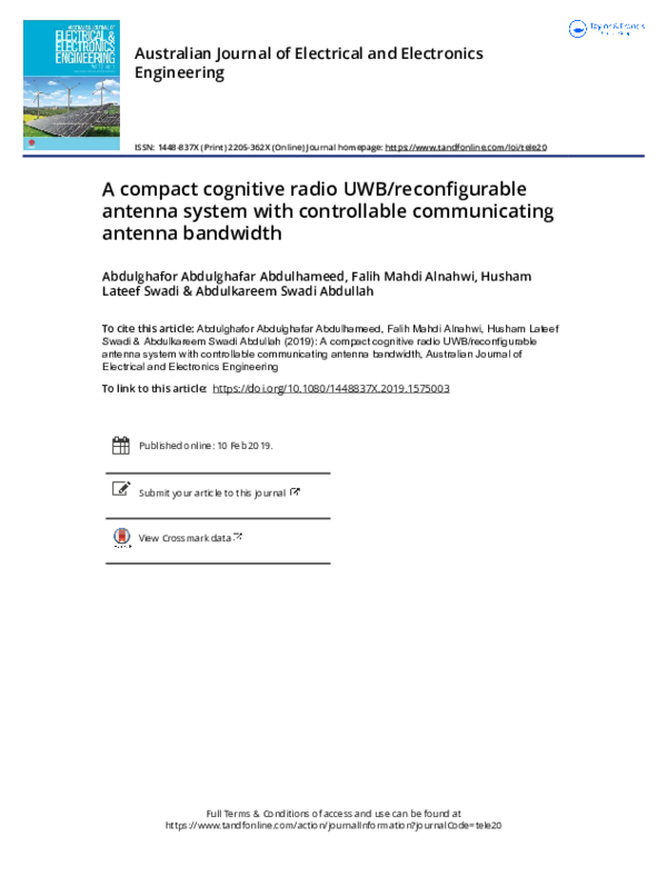 (PDF) A compact cognitive radio UWB/reconfigurable antenna system with