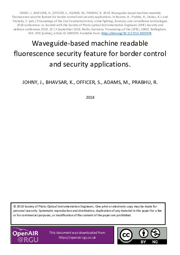 (PDF) Waveguide-based machine readable fluorescence security feature ...