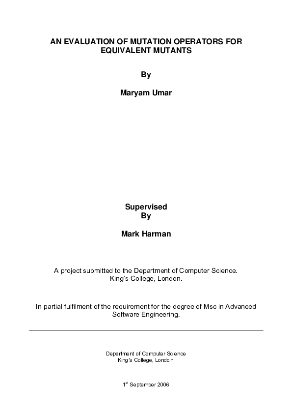 (PDF) Evaluating Mutation Operators for Testing
