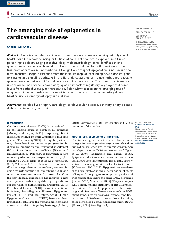 (PDF) The emerging role of epigenetics in cardiovascular disease