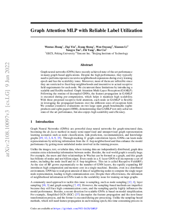 (PDF) Graph Attention MLP with Reliable Label Utilization