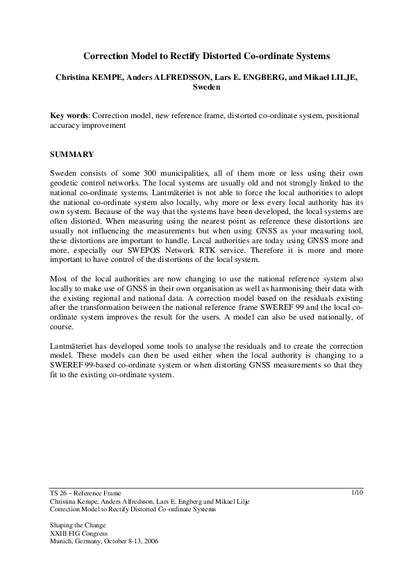 (PDF) Correction Model to Rectify Distorted Coordinate Systems