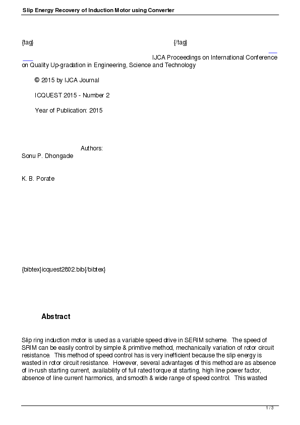 (PDF) Slip Energy Recovery of Induction Motor using Converter | Sonu ...
