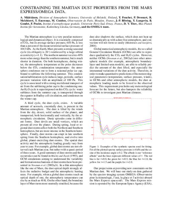 (PDF) Constraining the martian dust properties from the Mars Express ...