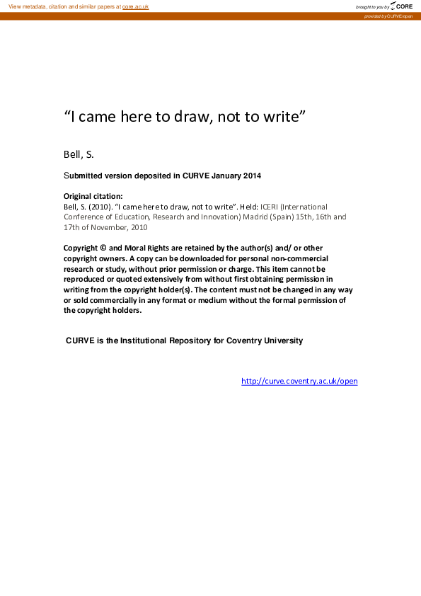 (PDF) I Came Here to Draw, Not to Write