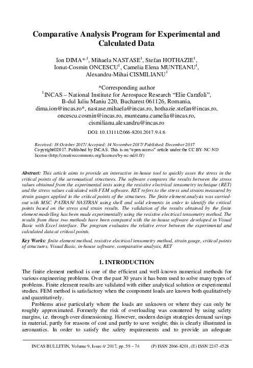 (PDF) Comparative Analysis Program for Experimental and Calculated Data