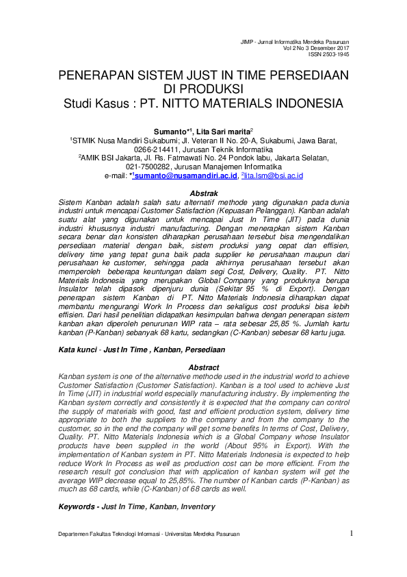 (PDF) PENERAPAN SISTEM JUST IN TIME PERSEDIAAN DI PRODUKSI Studi Kasus ...