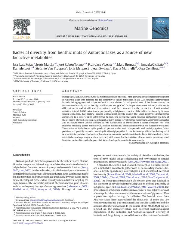 (PDF) Bacterial diversity from benthic mats of Antarctic lakes as a ...