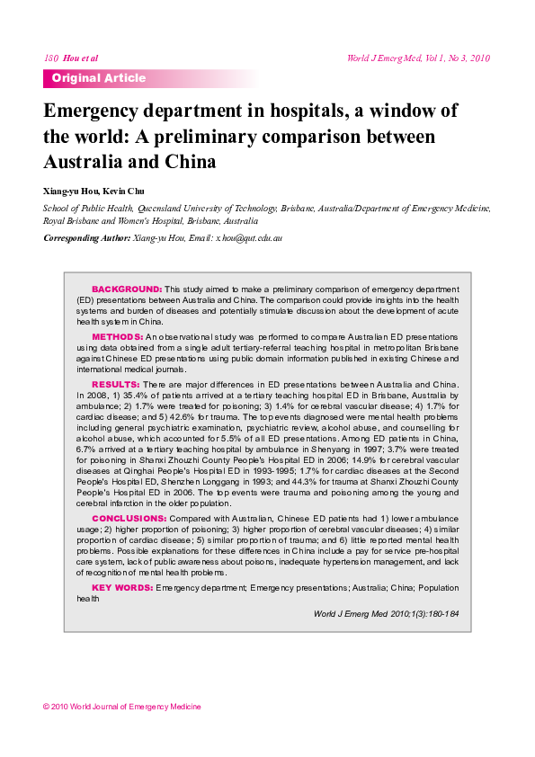 (PDF) Emergency department in hospitals, a window of the world: A ...