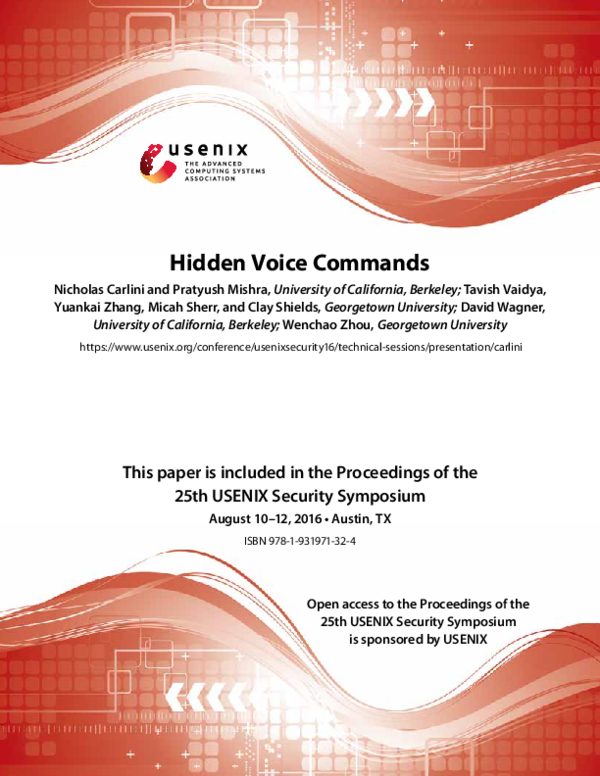 (PDF) Hidden Voice Commands