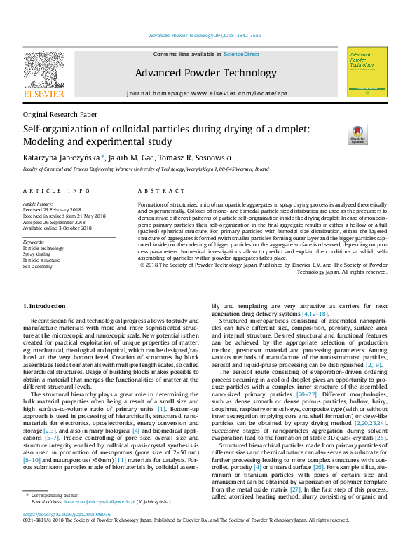 (PDF) Self-organization of colloidal particles during drying of a ...