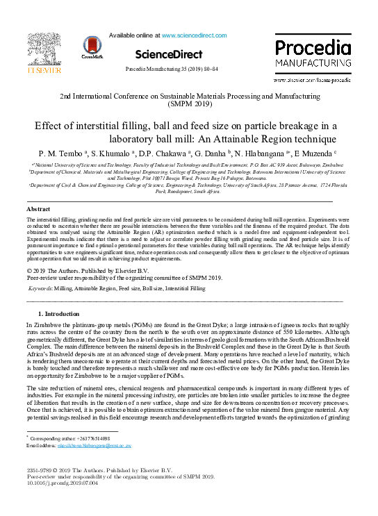 (PDF) Effect of interstitial filling, ball and feed size on particle ...