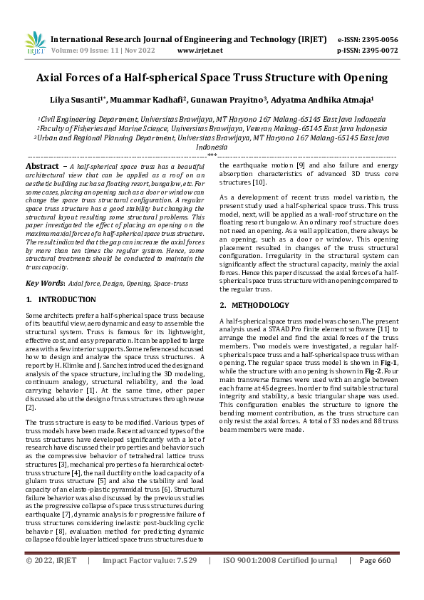 (PDF) Axial Forces of a Half-spherical Space Truss Structure with Opening