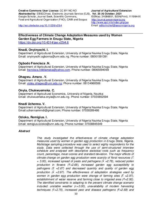 (PDF) Effectiveness of climate change adaptation measures used by women ...