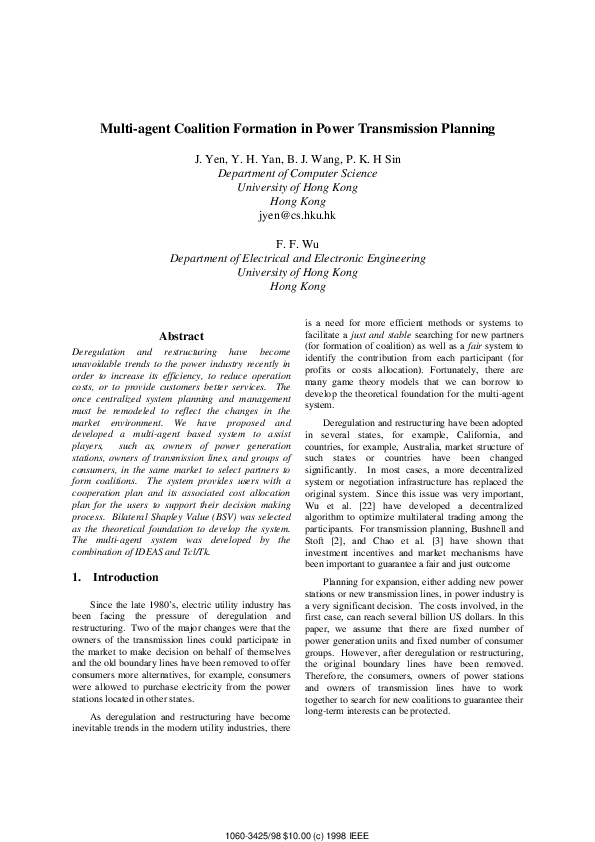(PDF) Multi-agent coalition formation in power transmission planning