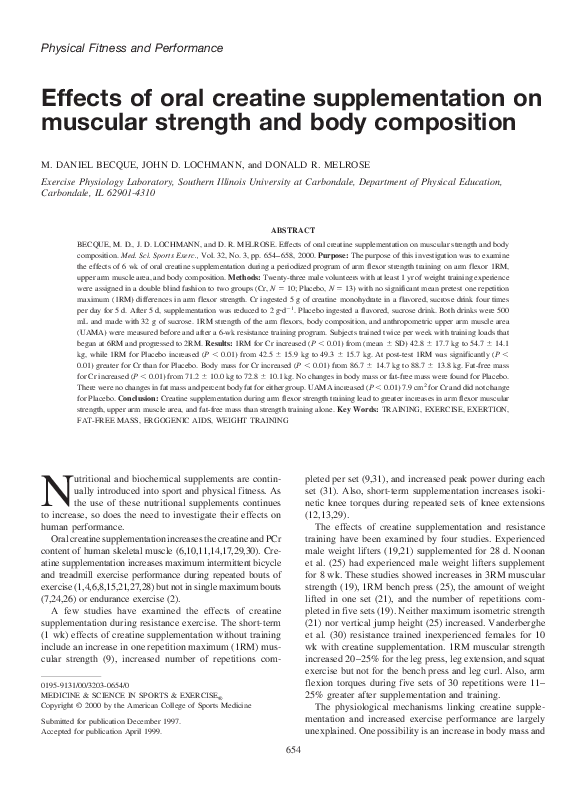 (PDF) Effects of Oral Creatine Supplementation on Muscle Energy ...