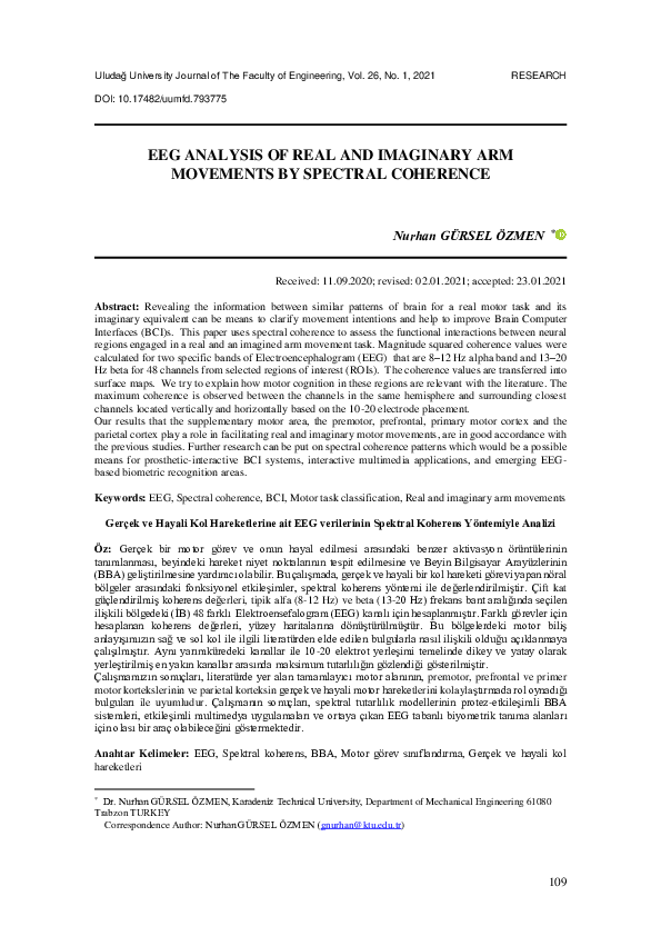 (PDF) Eeg Analysis of Real and Imaginary Arm Movements by Spectral ...