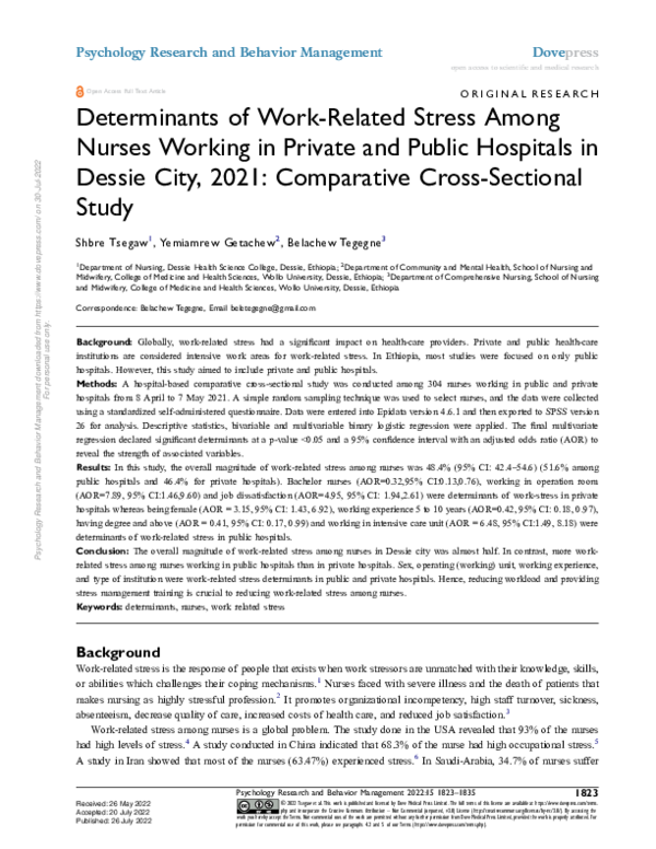 (PDF) Determinants of Work-Related Stress Among Nurses Working in ...